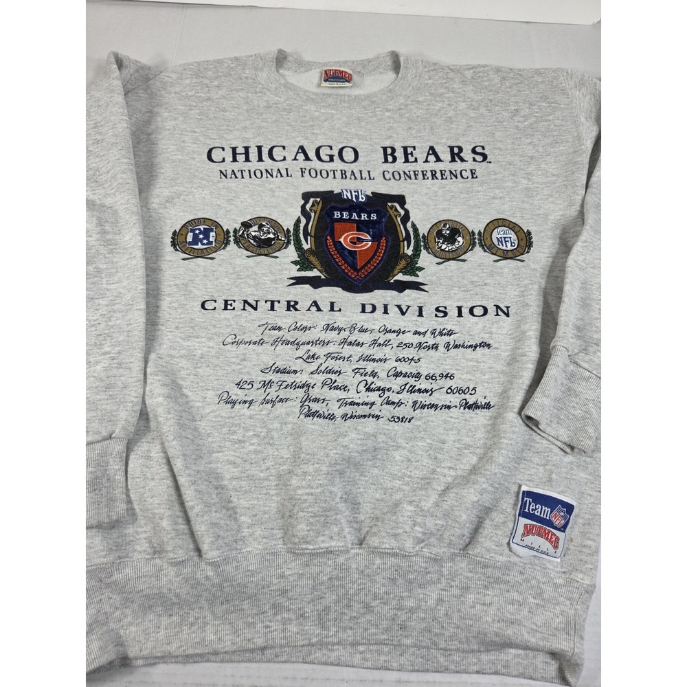 Vtg 90s Chicago Bears NFL grey nutmeg crewneck sweatshirt USA Made Sz L